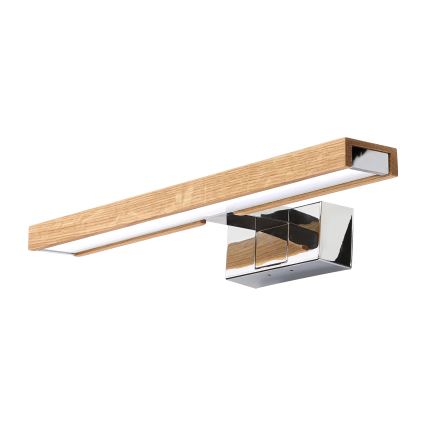 Brilagi - LED vonios veidrodžio apšvietimas WOODY MIRROR 3v1 LED/8W/230V 40 cm IP44 blizgus chromas/ąžuolas