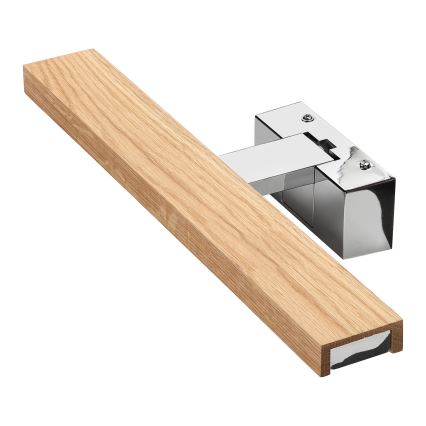 Brilagi - LED vonios veidrodžio apšvietimas WOODY MIRROR 3v1 LED/8W/230V 40 cm IP44 blizgus chromas/ąžuolas