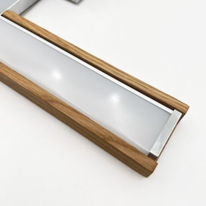 Brilagi - LED vonios veidrodžio apšvietimas WOODY MIRROR 3v1 LED/8W/230V 40 cm IP44 blizgus chromas/ąžuolas
