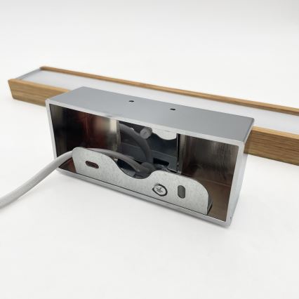 Brilagi - LED vonios veidrodžio apšvietimas WOODY MIRROR 3v1 LED/8W/230V 40 cm IP44 blizgus chromas/ąžuolas