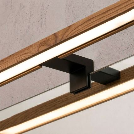 Brilagi - LED vonios veidrodžio apšvietimas WOODY MIRROR 3in1 LED/8W/230V 40 cm IP44 juoda/ąžuolas