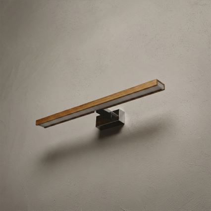 Brilagi - WOODY MIRROR 3in1 LED vonios veidrodžio apšvietimas, 12 W, 230 V, 60 cm, IP44, blizgus chromas/ąžuolas