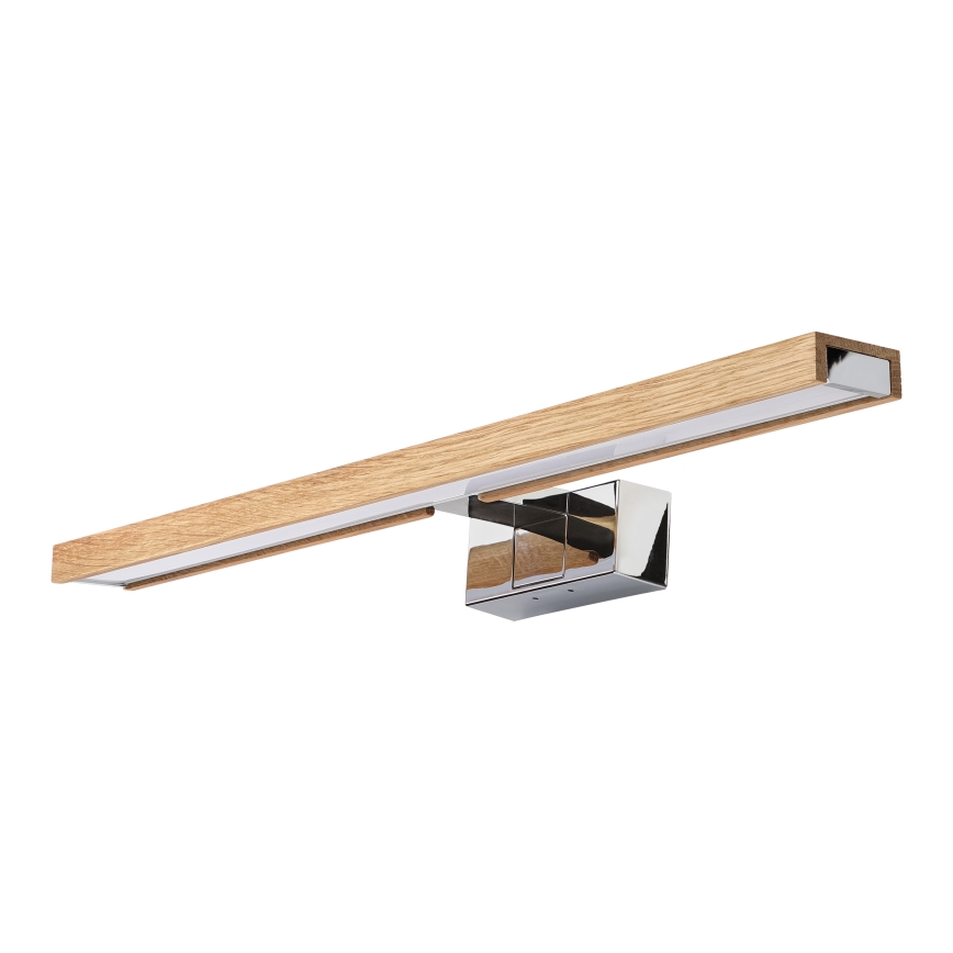 Brilagi - WOODY MIRROR 3in1 LED vonios veidrodžio apšvietimas, 12 W, 230 V, 60 cm, IP44, blizgus chromas/ąžuolas