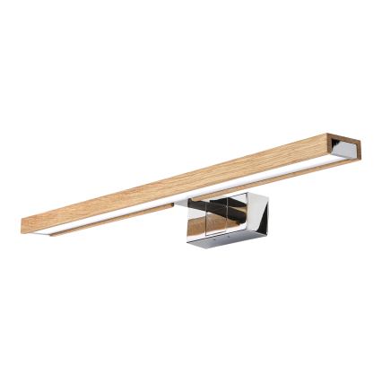 Brilagi - WOODY MIRROR 3in1 LED vonios veidrodžio apšvietimas, 12 W, 230 V, 60 cm, IP44, blizgus chromas/ąžuolas