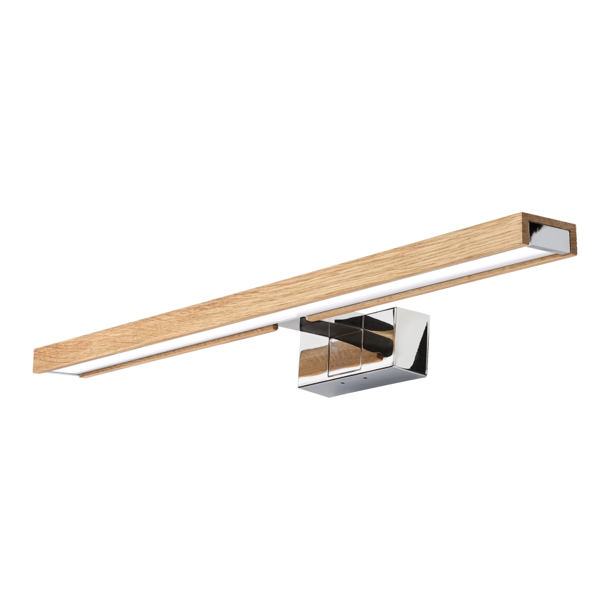 Brilagi - WOODY MIRROR 3in1 LED vonios veidrodžio apšvietimas, 12 W, 230 V, 60 cm, IP44, blizgus chromas/ąžuolas