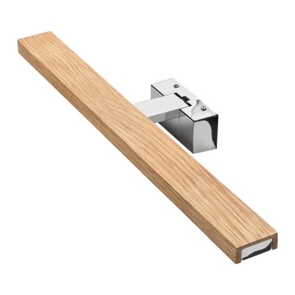 Brilagi - WOODY MIRROR 3in1 LED vonios veidrodžio apšvietimas, 12 W, 230 V, 60 cm, IP44, blizgus chromas/ąžuolas