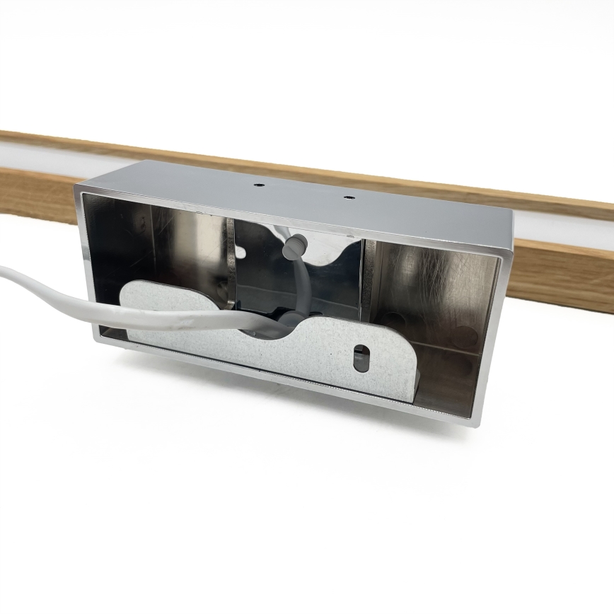 Brilagi - WOODY MIRROR 3in1 LED vonios veidrodžio apšvietimas, 12 W, 230 V, 60 cm, IP44, blizgus chromas/ąžuolas
