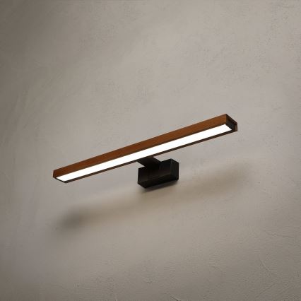Brilagi - LED vonios veidrodžio apšvietimas WOODY MIRROR 3v1 LED/12W/230V 60 cm IP44 juoda/ąžuolas vyšnia