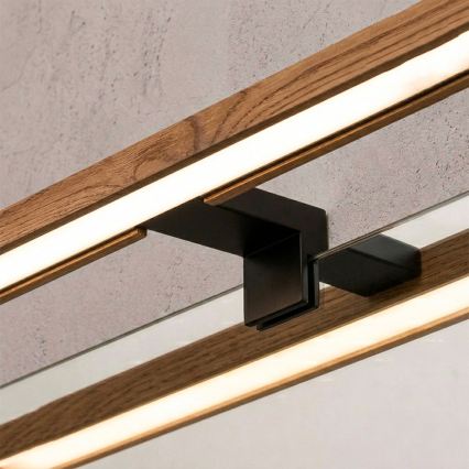 Brilagi - LED vonios veidrodžio apšvietimas WOODY MIRROR 3v1 LED/12W/230V 60 cm IP44 juoda/ąžuolas vyšnia