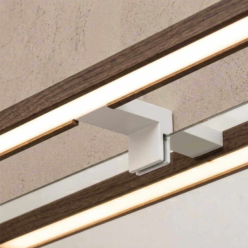 Brilagi - WOODY MIRROR 3 viename LED/15W/230V 80 cm IP44 balta/ąžuolas riešutas