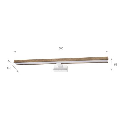 Brilagi - WOODY MIRROR 3 viename LED/15W/230V 80 cm IP44 balta/ąžuolas riešutas