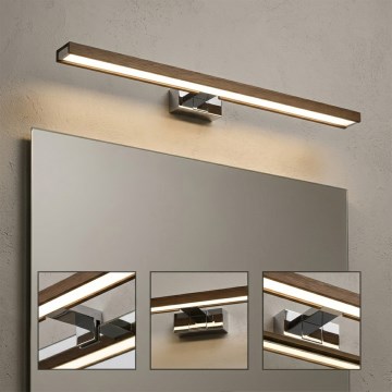 BRILAGI - LED vonios veidrodžio apšvietimas WOODY MIRROR 3v1 LED/15W/230V 80 cm IP44 blizgus chromas/ąžuolas riešutas