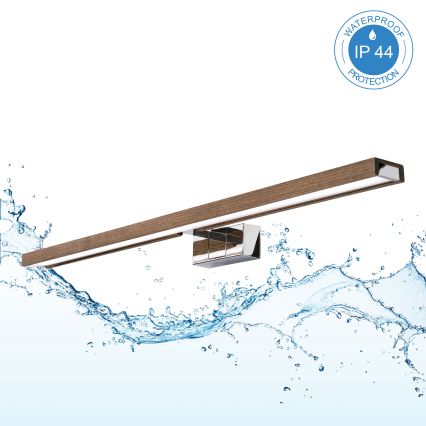 BRILAGI - LED vonios veidrodžio apšvietimas WOODY MIRROR 3v1 LED/15W/230V 80 cm IP44 blizgus chromas/ąžuolas riešutas