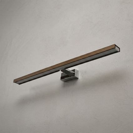 BRILAGI - LED vonios veidrodžio apšvietimas WOODY MIRROR 3v1 LED/15W/230V 80 cm IP44 blizgus chromas/ąžuolas riešutas