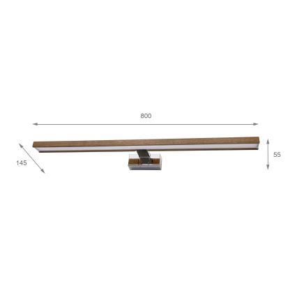 BRILAGI - LED vonios veidrodžio apšvietimas WOODY MIRROR 3v1 LED/15W/230V 80 cm IP44 blizgus chromas/ąžuolas riešutas