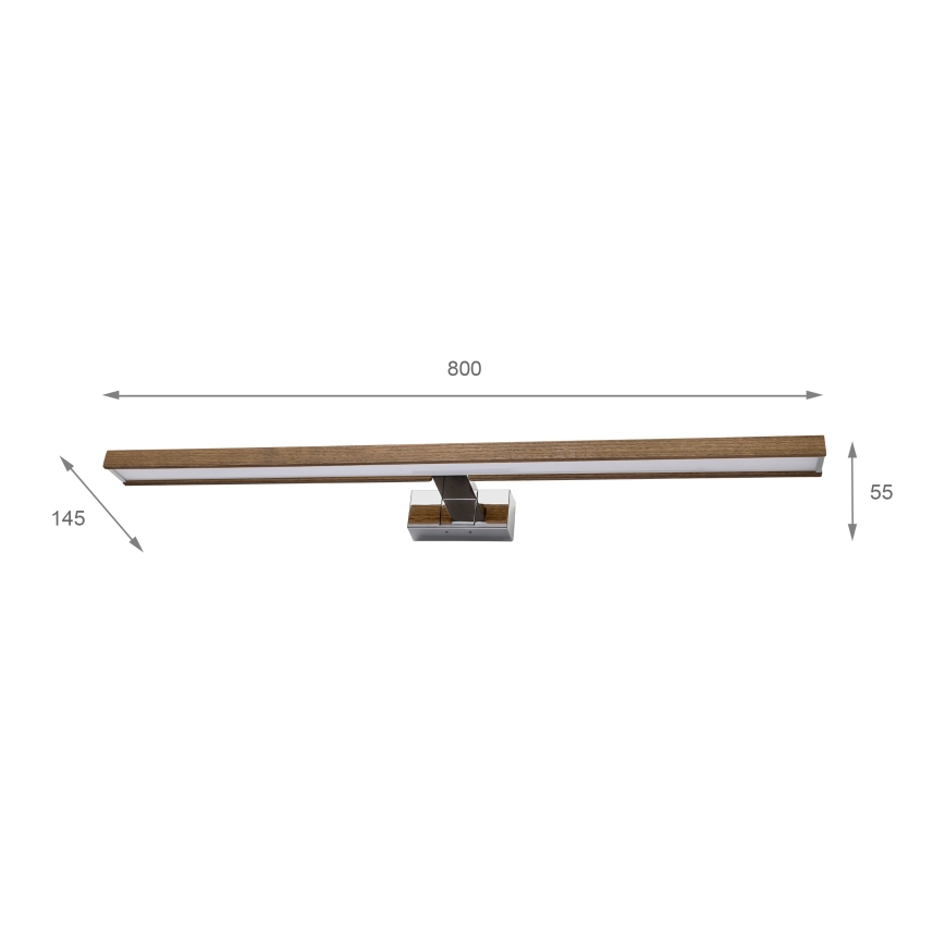 BRILAGI - LED vonios veidrodžio apšvietimas WOODY MIRROR 3v1 LED/15W/230V 80 cm IP44 blizgus chromas/ąžuolas riešutas
