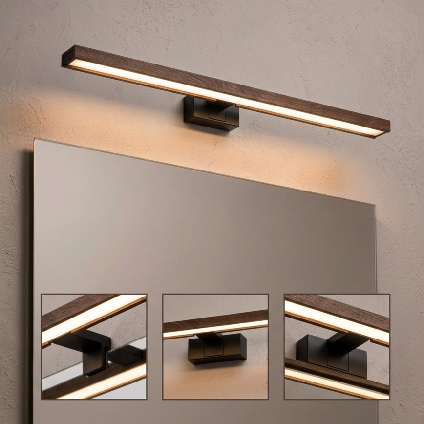 Brilagi - LED vonios veidrodžio apšvietimas WOODY MIRROR 3in1 LED/15W/230V 80 cm IP44 juoda/ąžuolas riešutas