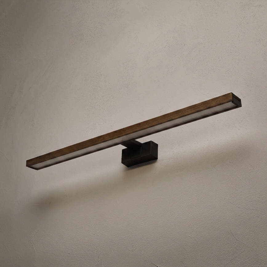 Brilagi - LED vonios veidrodžio apšvietimas WOODY MIRROR 3in1 LED/15W/230V 80 cm IP44 juoda/ąžuolas riešutas