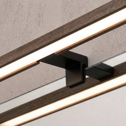 Brilagi - LED vonios veidrodžio apšvietimas WOODY MIRROR 3in1 LED/15W/230V 80 cm IP44 juoda/ąžuolas riešutas
