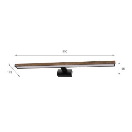 Brilagi - LED vonios veidrodžio apšvietimas WOODY MIRROR 3in1 LED/15W/230V 80 cm IP44 juoda/ąžuolas riešutas