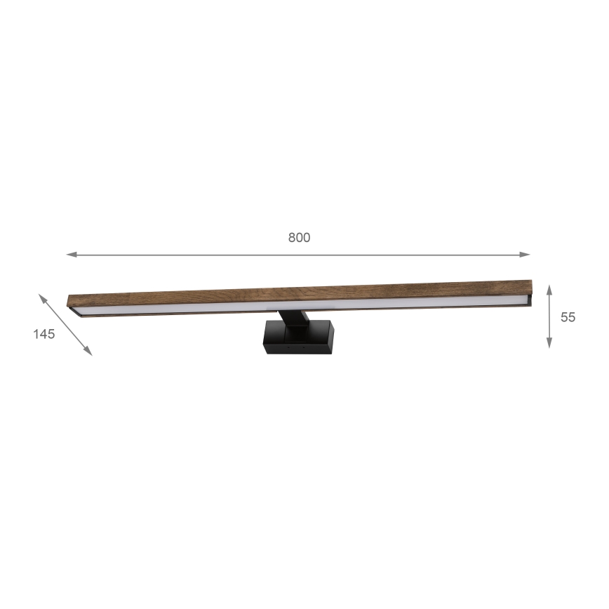 Brilagi - LED vonios veidrodžio apšvietimas WOODY MIRROR 3in1 LED/15W/230V 80 cm IP44 juoda/ąžuolas riešutas