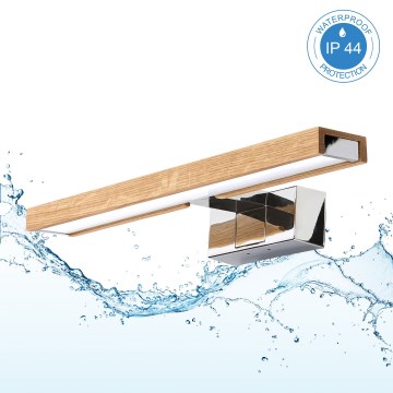 Brilagi - LED vonios veidrodžio apšvietimas WOODY MIRROR 3v1 LED/8W/230V 40 cm IP44 blizgus chromas/ąžuolas
