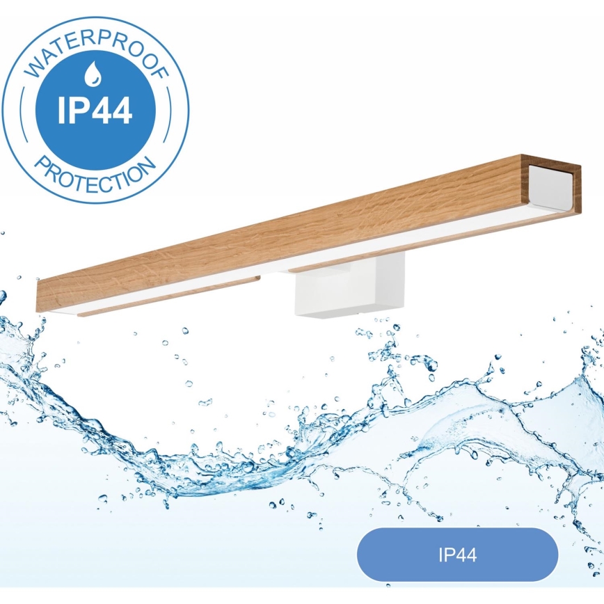 Brilagi - LED vonios veidrodžio apšvietimas WOODY MIRROR LED/12W/230V 60 cm IP44 ąžuolas/balta