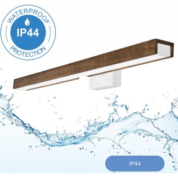 Brilagi - LED vonios veidrodžio apšvietimas WOODY MIRROR LED/12W/230V 60 cm IP44 ąžuolas graikinis riešutas/balta