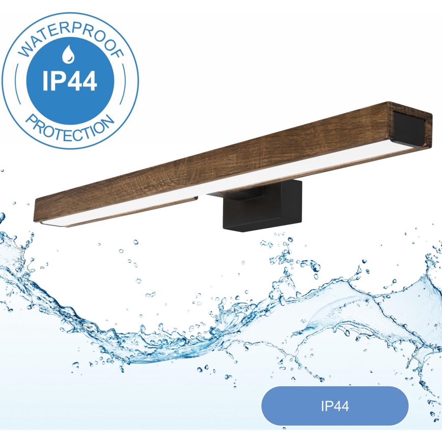 Brilagi - LED vonios veidrodžio apšvietimas WOODY MIRROR LED/12W/230V 60 cm IP44 ąžuolas graikinis riešutas/juoda