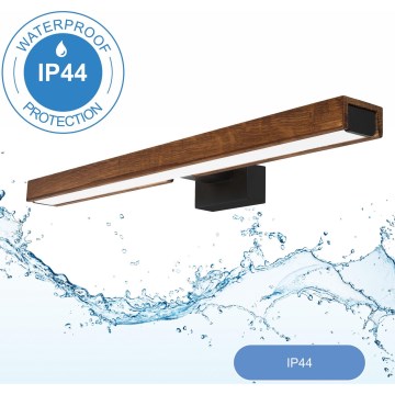 Brilagi - LED vonios veidrodžio apšvietimas WOODY MIRROR LED/12W/230V 60 cm IP44 ąžuolas vyšnia/juoda