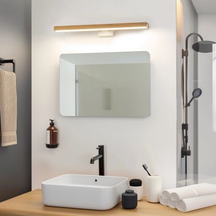 Brilagi - LED vonios veidrodžio apšvietimas WOODY MIRROR LED/12W/230V 60 cm IP44 ąžuolas/balta