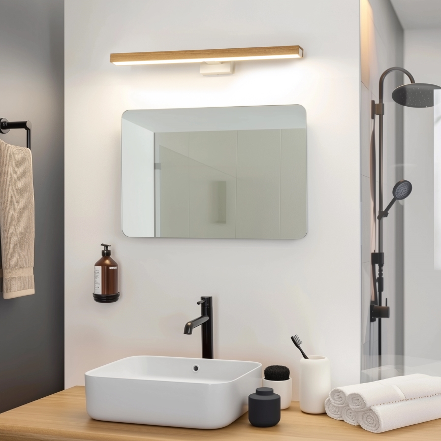 Brilagi - LED vonios veidrodžio apšvietimas WOODY MIRROR LED/12W/230V 60 cm IP44 ąžuolas/balta
