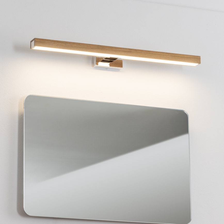 Brilagi - LED vonios veidrodžio apšvietimas WOODY MIRROR LED/12W/230V 60 cm IP44 ąžuolas/blizgus chromas