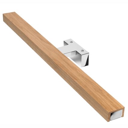 Brilagi - LED vonios veidrodžio apšvietimas WOODY MIRROR LED/12W/230V 60 cm IP44 ąžuolas/blizgus chromas