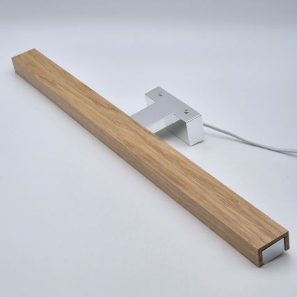 Brilagi - LED vonios veidrodžio apšvietimas WOODY MIRROR LED/12W/230V 60 cm IP44 ąžuolas/blizgus chromas