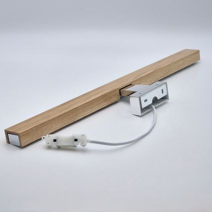 Brilagi - LED vonios veidrodžio apšvietimas WOODY MIRROR LED/12W/230V 60 cm IP44 ąžuolas/blizgus chromas