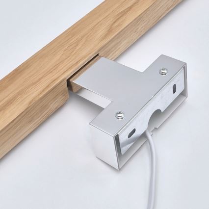 Brilagi - LED vonios veidrodžio apšvietimas WOODY MIRROR LED/12W/230V 60 cm IP44 ąžuolas/blizgus chromas