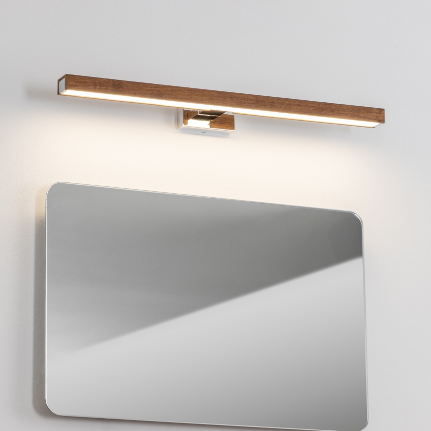 Brilagi - LED vonios veidrodžio apšvietimas WOODY MIRROR LED/12W/230V 60 cm IP44 ąžuolas vyšnia/blizgus chromas