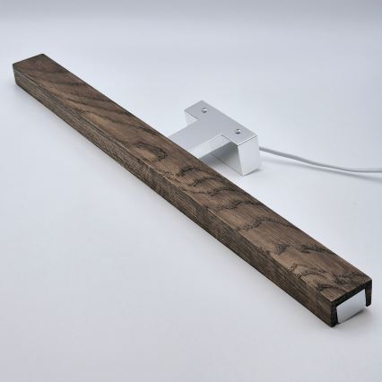 Brilagi - LED vonios veidrodžio apšvietimas WOODY MIRROR LED/12W/230V 60 cm IP44 ąžuolas graikinis riešutas/blizgus chromas
