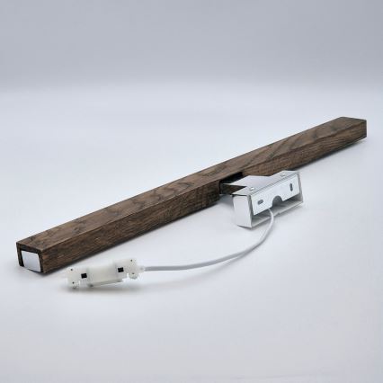 Brilagi - LED vonios veidrodžio apšvietimas WOODY MIRROR LED/12W/230V 60 cm IP44 ąžuolas graikinis riešutas/blizgus chromas