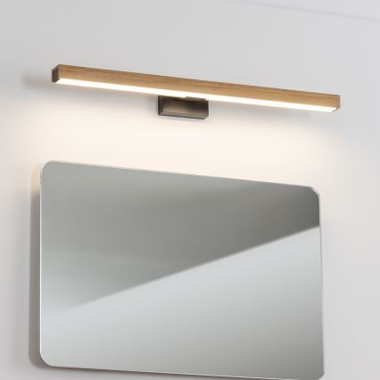 Brilagi - LED vonios veidrodžio apšvietimas WOODY MIRROR LED/12W/230V 60 cm IP44 ąžuolas/juoda