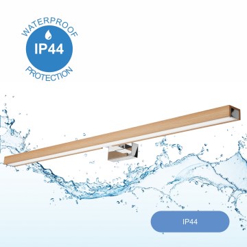 Brilagi - LED vonios veidrodžio apšvietimas WOODY MIRROR LED/15W/230V 90 cm IP44 ąžuolas/blizgus chromas