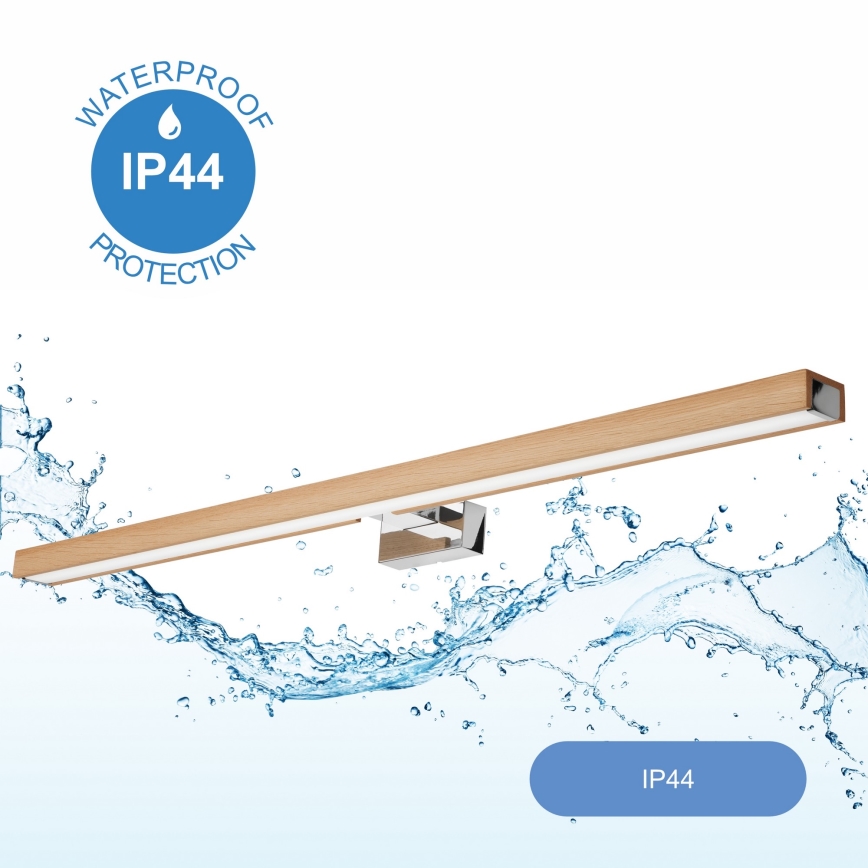Brilagi - LED vonios veidrodžio apšvietimas WOODY MIRROR LED/15W/230V 90 cm IP44 ąžuolas/blizgus chromas