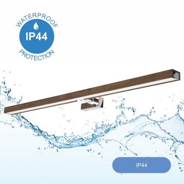 Brilagi - LED vonios veidrodžio apšvietimas WOODY MIRROR LED/15W/230V 90 cm IP44 ąžuolas graikinis riešutas/blizgus chromas