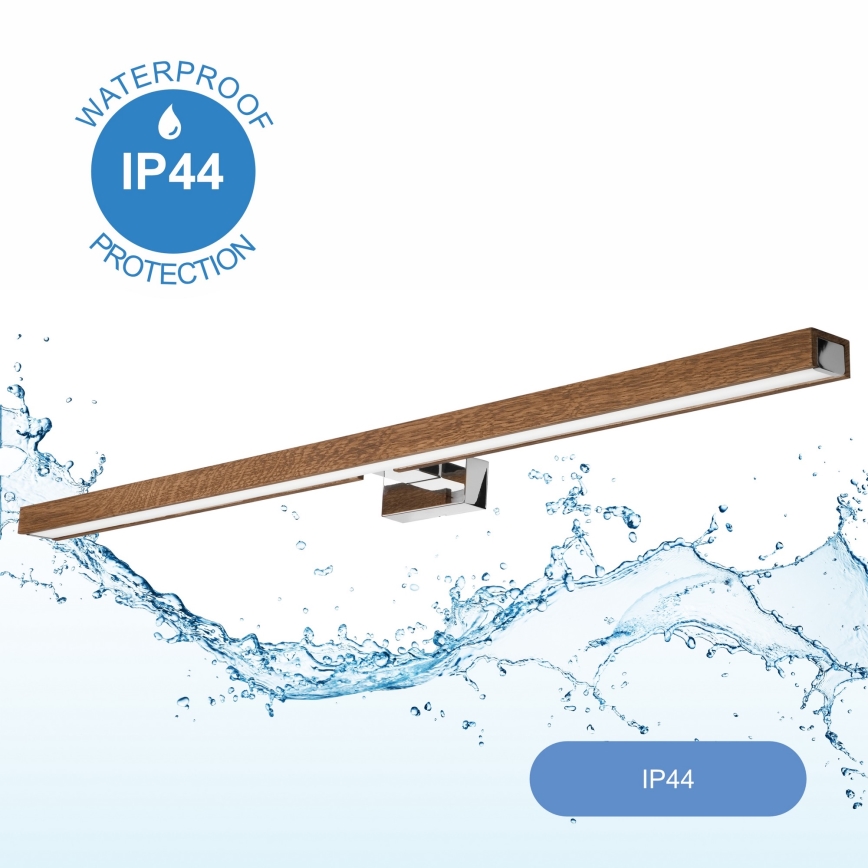 Brilagi - LED vonios veidrodžio apšvietimas WOODY MIRROR LED/15W/230V 90 cm IP44 ąžuolas vyšnia/blizgus chromas