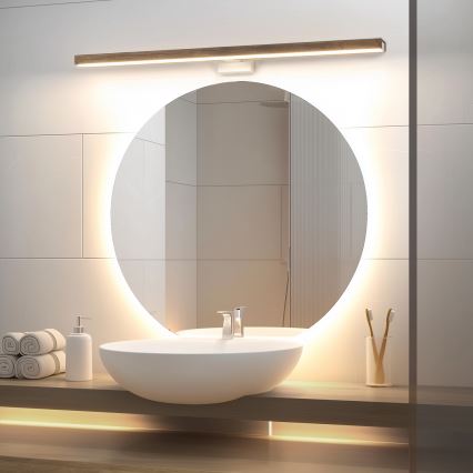 Brilagi - LED vonios veidrodžio apšvietimas WOODY MIRROR LED/15W/230V 90 cm IP44 ąžuolas graikinis riešutas/balta