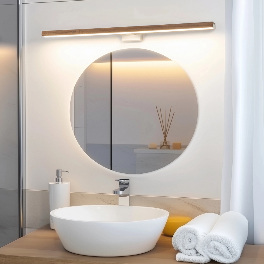 Brilagi - LED vonios veidrodžio apšvietimas WOODY MIRROR LED/15W/230V 90 cm IP44 ąžuolas vyšnia/balta