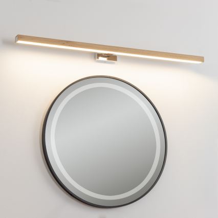 Brilagi - LED vonios veidrodžio apšvietimas WOODY MIRROR LED/15W/230V 90 cm IP44 ąžuolas/blizgus chromas