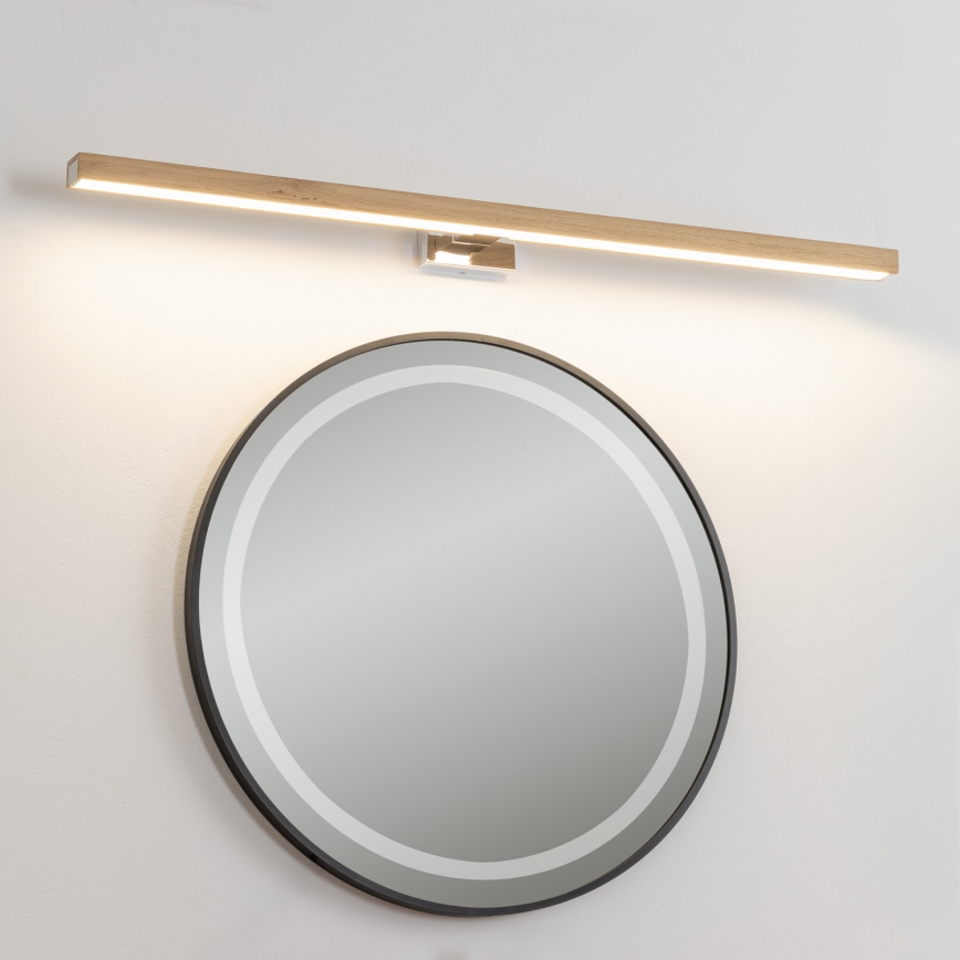 Brilagi - LED vonios veidrodžio apšvietimas WOODY MIRROR LED/15W/230V 90 cm IP44 ąžuolas/blizgus chromas