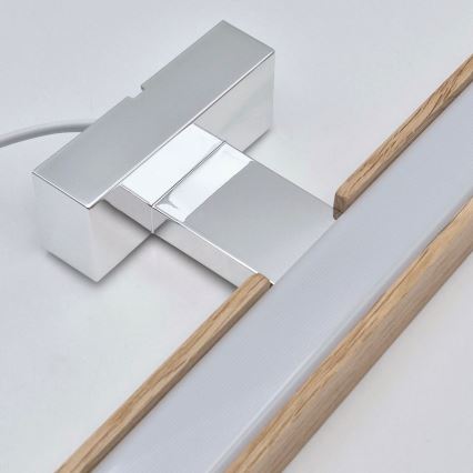 Brilagi - LED vonios veidrodžio apšvietimas WOODY MIRROR LED/15W/230V 90 cm IP44 ąžuolas/blizgus chromas
